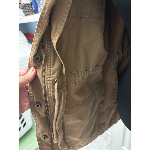 MERONA Zip & Snap Closure Drawstring Waist Brown Cargo Jacket Women's Size Small - Picture 3 of 5
